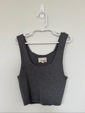 Aritzia Ribbed Charcoal Cropped Tank